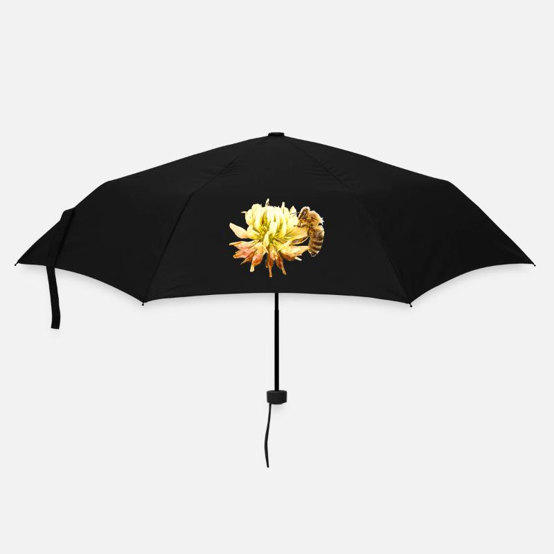 Honigbiene auf einer Blüte, A733151 - Regenschirm (klein) - Schwarz