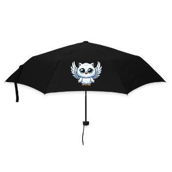 Süße Schneeeule blaue Augen Engel Cartoon - Regenschirm (klein) - Schwarz - Vorne