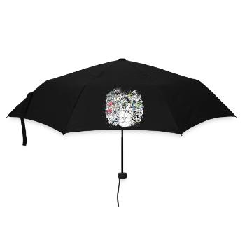 crinière de lion extraordinairement décorée de fleurs - Parapluie standard - noir - Devant