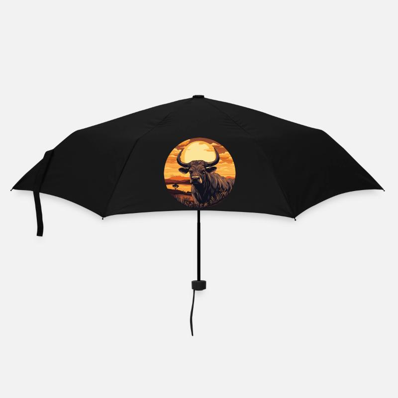 Stier, Bison, Bulle bei Sonnenuntergang, - Regenschirm (klein) - Schwarz