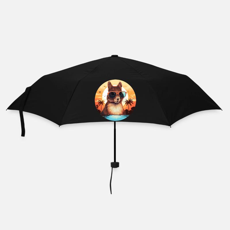 Coole Eichhörnchen-Silhouette, Sonnenuntergang mit - Regenschirm (klein) - Schwarz