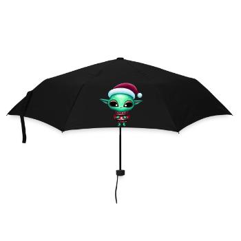 Extraterrestres de Noël avec chapeau de Père Noël - Parapluie standard - noir - Devant
