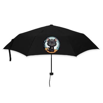 Halloween - Black Cat Full Moon Pumpkins - Umbrella (small) - black - Front