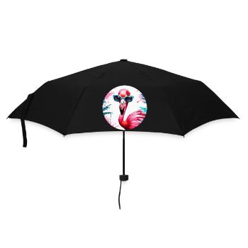 Flamingo / Animal / Pink / Tropical / Long-legged - Umbrella (small) - black - Front