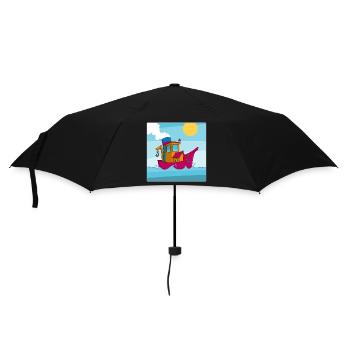 Buntes Bild eines lustigen Schleppers - Regenschirm (klein) - Schwarz - Vorne