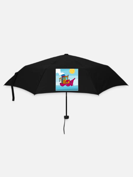 Buntes Bild eines lustigen Schleppers - Regenschirm (klein) - Schwarz