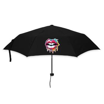 Bouche / Lèvres / Dents / Langue / Sourire / Baiser - Parapluie standard - noir - Devant