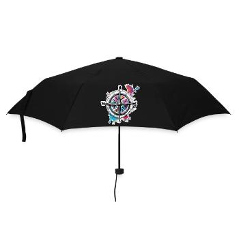 Boussole / Direction cardinale / Voyage / Survie - Parapluie standard - noir - Devant