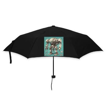 Blueprint / Sepia / Vintage / Retro / Robot - Umbrella (small) - black - Front
