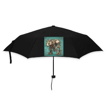 Blueprint / Sepia / Vintage / Retro / Robot - Umbrella (small) - black - Front