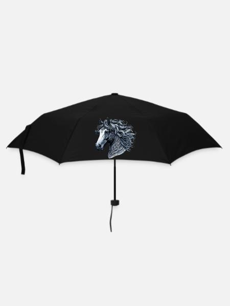 Pferd - Regenschirm (klein) - Schwarz