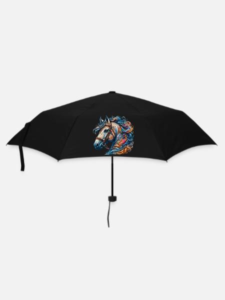 Pferd - Regenschirm (klein) - Schwarz