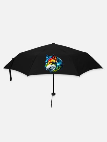 Wolf - Regenschirm (klein) - Schwarz