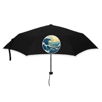 Japanische Welle – Vintage Hokusai Meer Stil - Regenschirm (klein) - Schwarz - Vorne