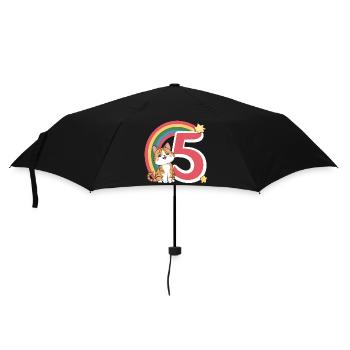 Chat mignon - 5e anniversaire - 5 ans - Parapluie standard - noir - Devant