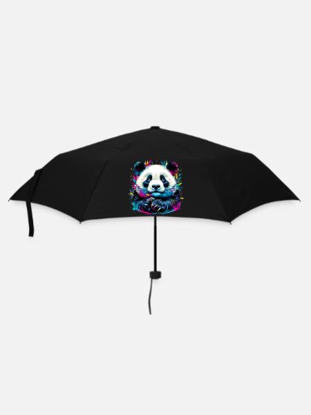 Panda - Regenschirm (klein) - Schwarz