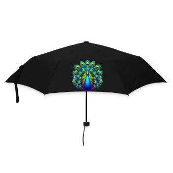 Pfau - Regenschirm (klein) - Schwarz - Vorne