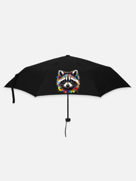 Waschbär - Regenschirm (klein) - Schwarz