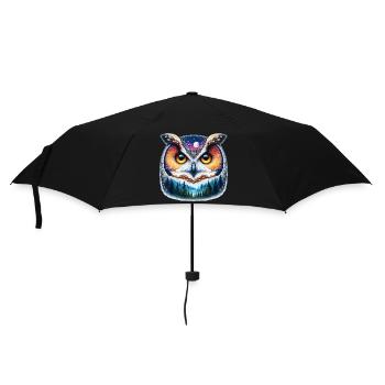 Eule - Regenschirm (klein) - Schwarz - Vorne