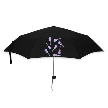Pinke Ukulele - Regenschirm (klein) - Schwarz - Vorne