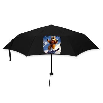 Katzen Snowboard - Regenschirm (klein) - Schwarz - Vorne
