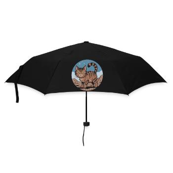 Cute Retro Cat Adventure Night Sky Gift - Umbrella (small) - black - Front