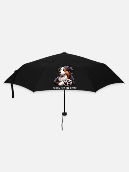 Sprich mit der Pfote Australian Shepherd Aussie  - Regenschirm (klein) - Schwarz