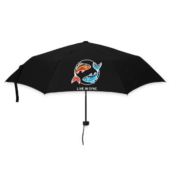 Two Pisces Yin Yang Harmony Saying - Umbrella (small) - black - Front
