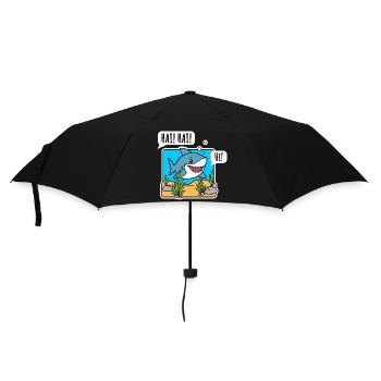 The nice shark says hello happily! Say hi to the shark! - Umbrella (small) - black - Front