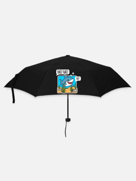 Der nette Hai sagt fröhlich Hallo! Sag Hi zum Hai! - Regenschirm (klein) - Schwarz