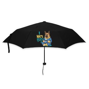 Shepherd Coffee Morning Grouch Funny Dog - Umbrella (small) - black - Front