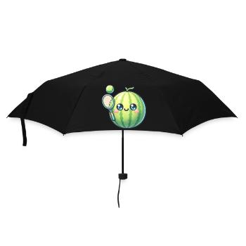 Pastèque kawaii avec raquette de tennis et balle - Parapluie standard - noir - Devant