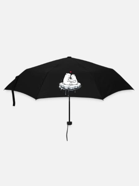 Zwei kuschelnde Eisbären auf Eisscholle - Regenschirm (klein) - Schwarz
