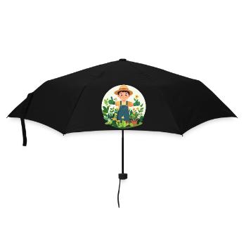 Gärtner Grüner Daumen Pflanzenversteher Motiv - Regenschirm (klein) - Schwarz - Vorne