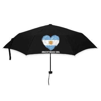 Argentinisches Mädchenherz Fußball - Regenschirm (klein) - Schwarz - Vorne