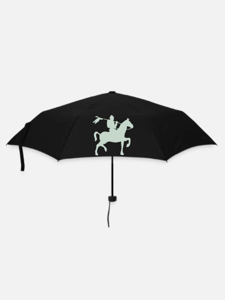 Ritter Krieger auf ein Pferd - Regenschirm (klein) - Schwarz