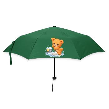 Children's Shirt Bear Cleaning Spring Cleaning Cute - Umbrella (small) - bottlegreen - Front