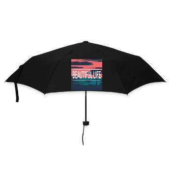 Beautiful Life Beach - Regenschirm (klein) - Schwarz - Vorne