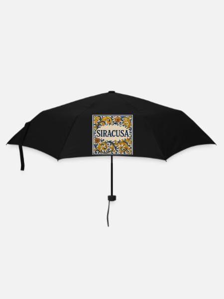 Siracusa Blumenkachel Ornament - Regenschirm (klein) - Schwarz