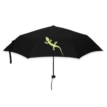 Gecko Silhouette Blattgrün - Regenschirm (klein) - Schwarz - Vorne