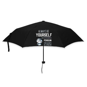 Immer du selbst – lustiges Pinguin-Geschenk - Regenschirm (klein) - Schwarz - Vorne