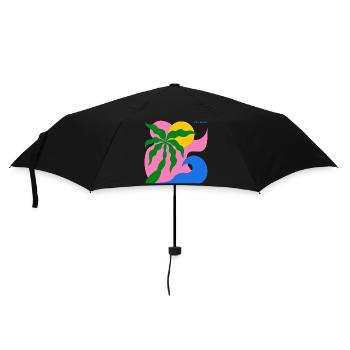 Abstract Palm Tree & Sun: Summer Design - Umbrella (small) - black - Front