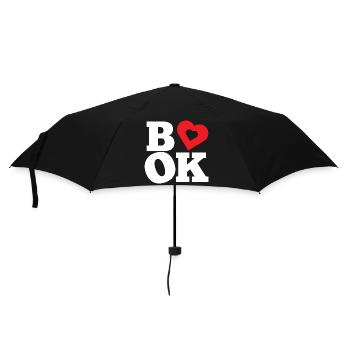 Book Heart I Love Books Bold Typography - Regenschirm (klein) - Schwarz - Vorne