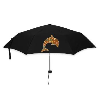 Niedlicher Lebkuchen Delphin Weihnachten Xmas Deko - Regenschirm (klein) - Schwarz - Vorne