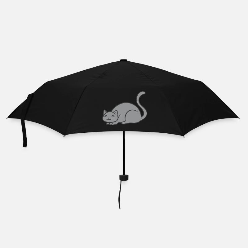 Schlafende Katze - Regenschirm (klein) - Schwarz