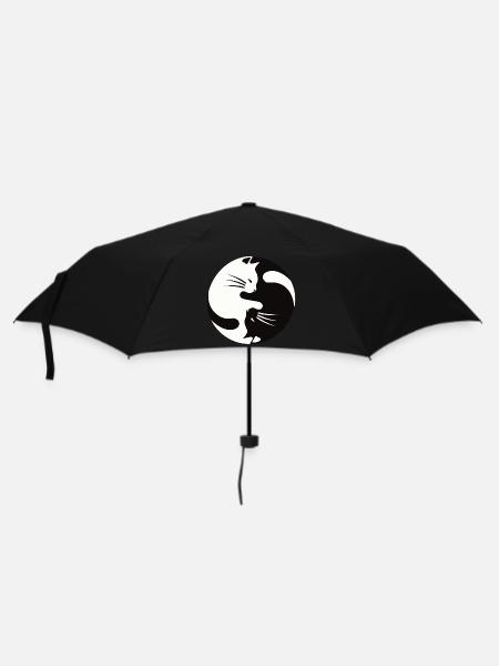 2 Katzen schmusen ,ying yang - Regenschirm (klein) - Schwarz