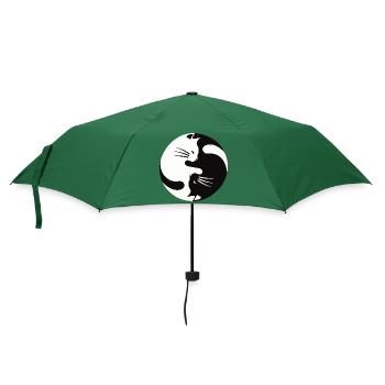 2 Katzen schmusen ,ying yang - Regenschirm (klein) - Flaschengrün - Vorne
