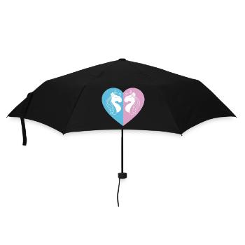 Zweiseitiges Einhornherz - Regenschirm (klein) - Schwarz - Vorne