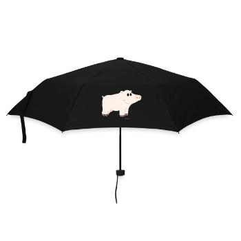 Schwein / Pig - Regenschirm (klein) - Schwarz - Vorne