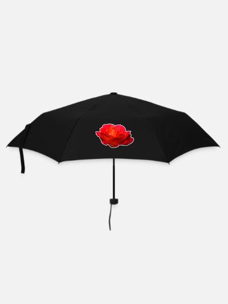 Rote Rose Blume Blüte Geschenk - Regenschirm (klein) - Schwarz